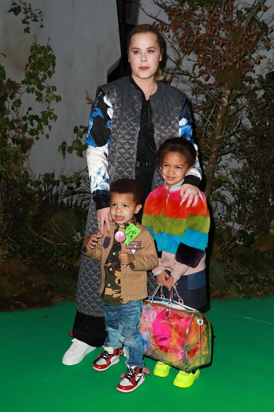 PARIS, FRANCE - JANUARY 16: Virgil Abloh's wife and her children Grey and Lowe attend the Off-White Menswear Fall/Winter 2019-2020 show as part of Paris Fashion Week on January 16, 2019 in Paris, France. (Photo by Pierre Suu/Getty Images)