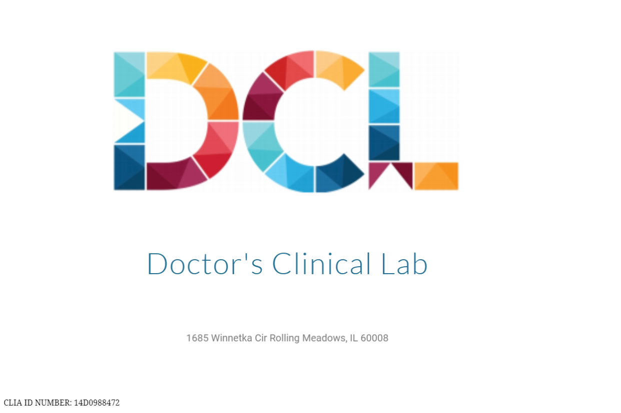 A wesbite for Doctors Clinical Lab features the trademarked DCL Corporation logo.