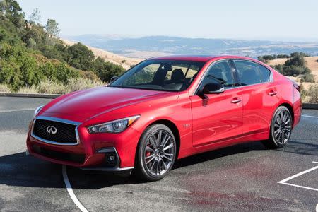 An Infiniti Q50 Red Sport 400 during a commercial shoot for a car advertisement in Blackhawk, California, U.S. June 26, 2017. REUTERS/Kate Munsch