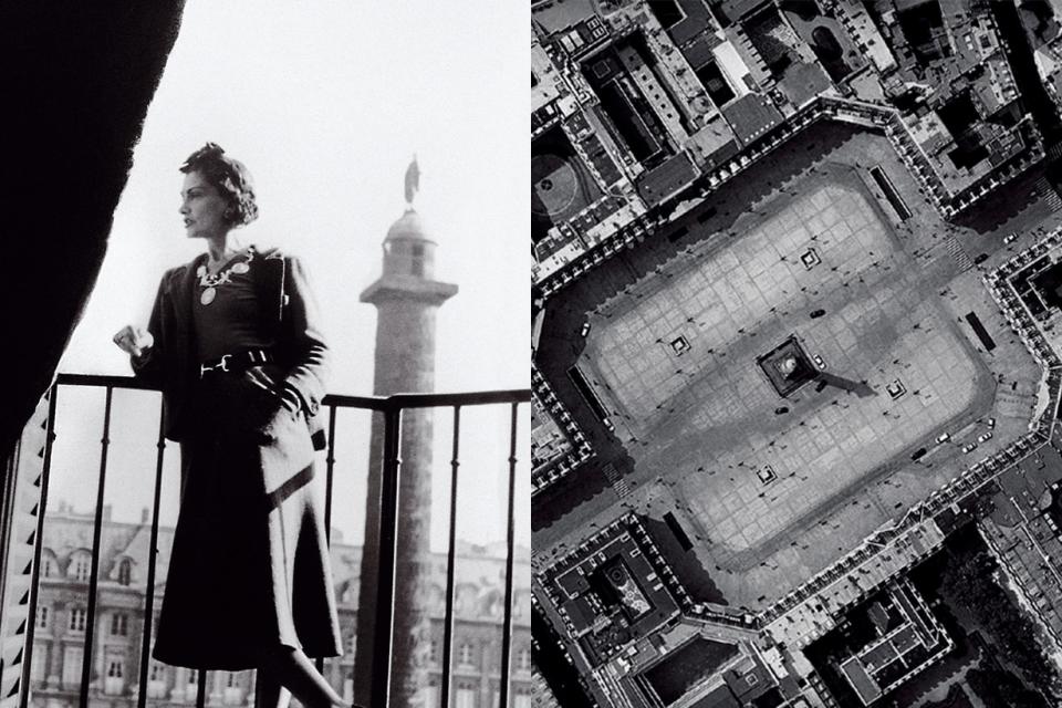 1937 年 Gabrielle Chanel 女士在巴黎住所的陽台 / Place Vendome 芳登廣場俯瞰景色