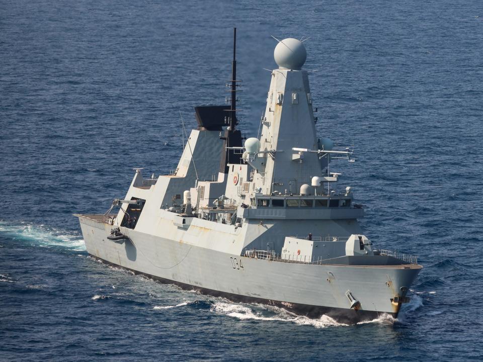 A view shows HMS Diamond in the Red Sea on Operation Prosperity Guardian, in this handout image taken on January 6, 2024.