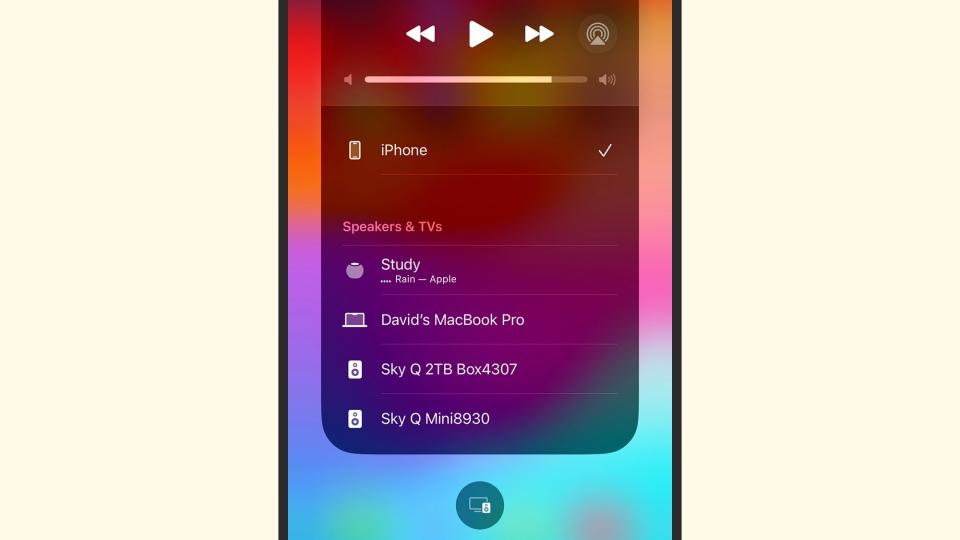 Any iPhone audio can be sent to a HomePod via AirPlay. <em>Screenshot: Apple</em>