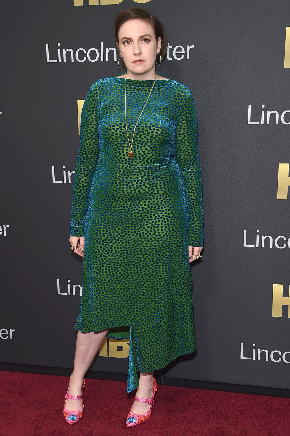 <p><strong>29 May </strong>Lena Dunham wore a green number with punk shoes. </p>