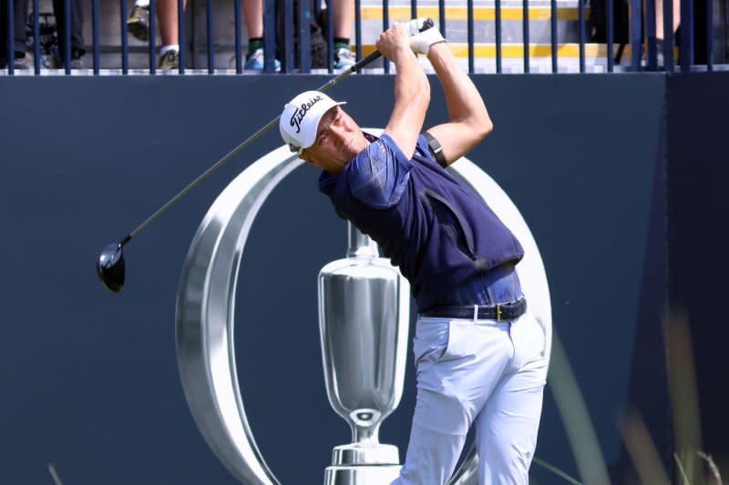 American Justin Thomas shot an 11-over 82 in the first round of the 2023 Open Championship on Thursday in Hoylake, England. Photo by Hugo Philpott/UPI