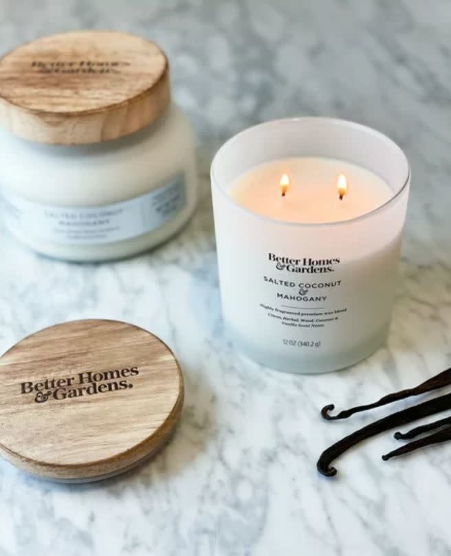 Better Homes & Gardens candle with two wicks