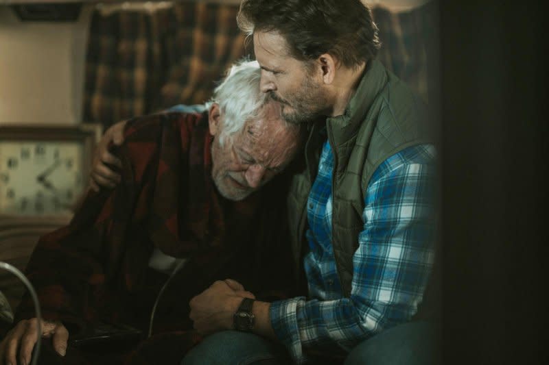 Lance Henriksen (L) and Peter Facinelli appear in a scene from the film "On Fire." Photo courtesy of Cineverse