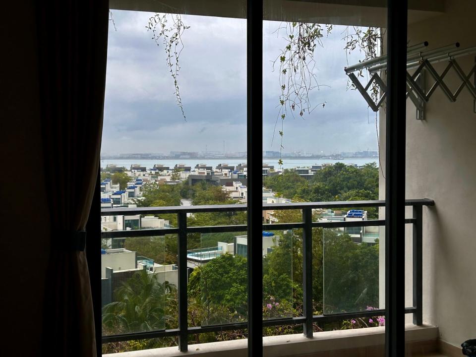 the view of buildings and the sea