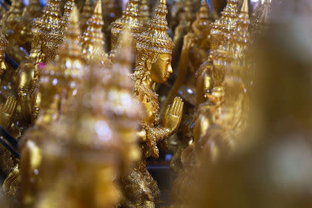 Deity sculptures which will be used in the Royal Crematorium for the late King Bhumibol Adulyadej are seen at fine arts department of Silpakorn University in Bangkok, Thailand, September 19, 2017. REUTERS/Athit Perawongmetha