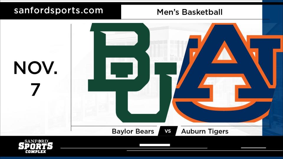 Sanford Health announced via press release that the Auburn Tigers will take on the Baylor Bears in a non-conference matchup at the Sanford Pentagon in Sioux Falls, South Dakota, on Nov. 7.