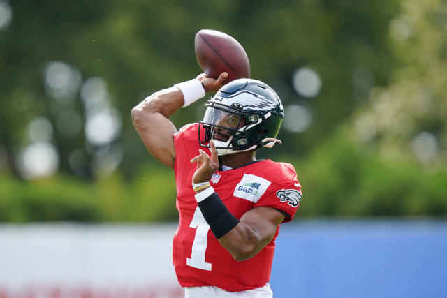 Eagles training camp: Jalen Hurts sporting his new No. 1 jersey