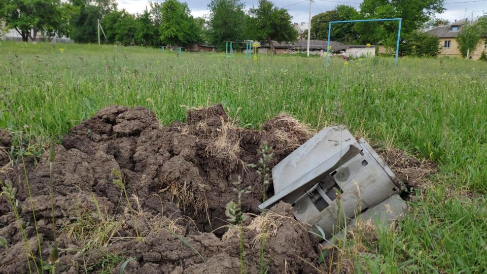 A Russian missile in a playing field in Siversk, eastern Ukraine (Supplied)