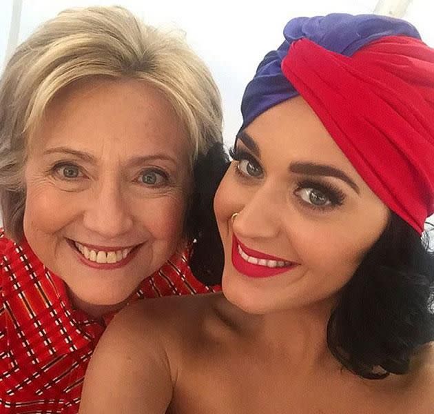 Katy is a Hillary Clinton supporter. Source: Instagram.