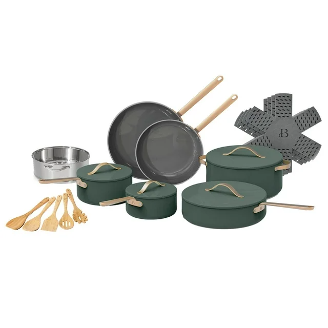 12pc Ceramic Non-Stick Cookware Set, White Icing, By Drew