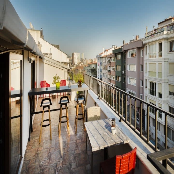 Balcony overlooking a quit street in Istanbul