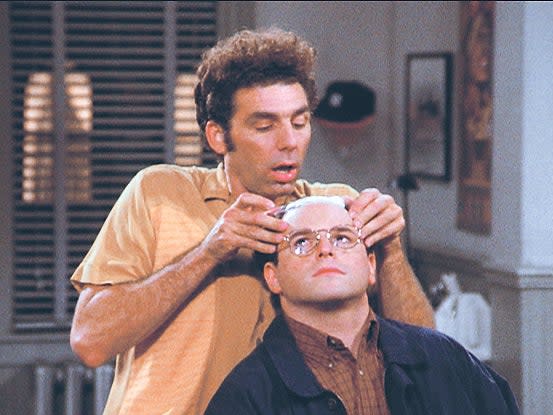 Kramer (Michael Richards) and George (Jason Alexander) in Seinfeld (NBC)