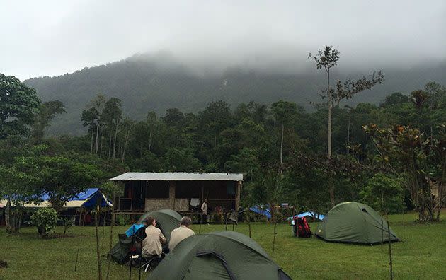 Setting up camp on the Kokada trail.