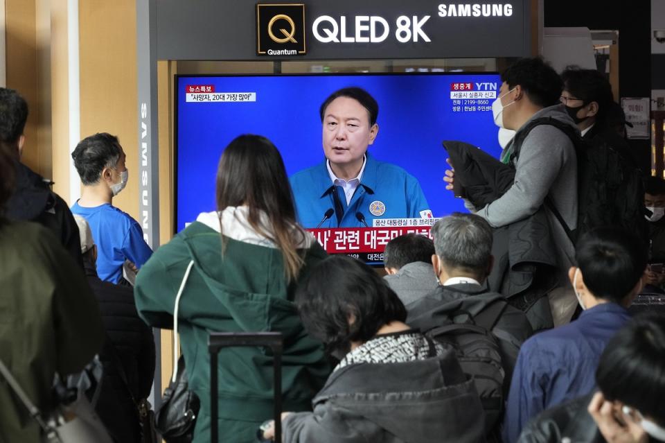 韓國總統尹錫悅宣布全國為梨泰院意外事故哀悼。   圖/達志影像(美聯社)