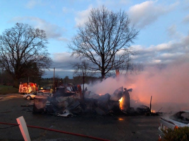 Fire destroyed the Toys for Tots warehouse at 6034 Dana Road SW in Sherrodsville on Monday afternoon.