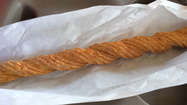 Costco churro on white paper