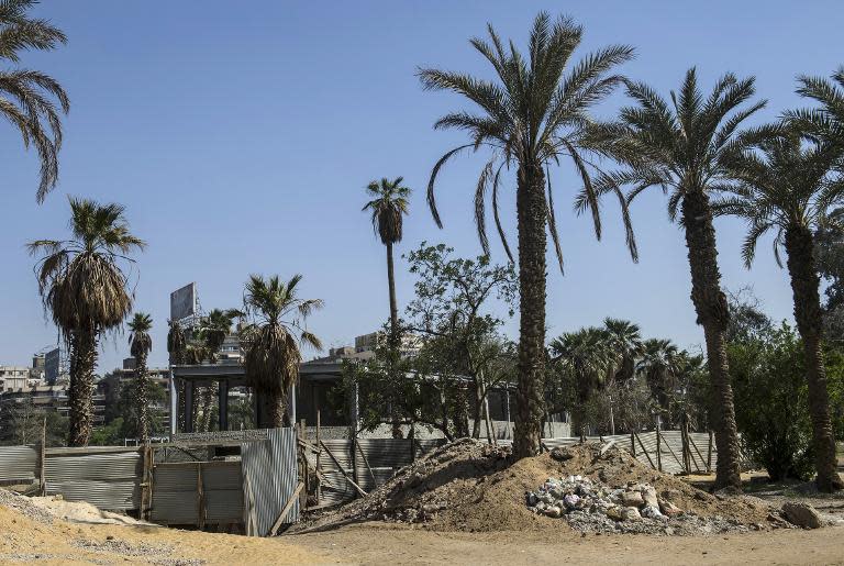 A construction site inside Cairo's Merryland park, on April 30, 2015