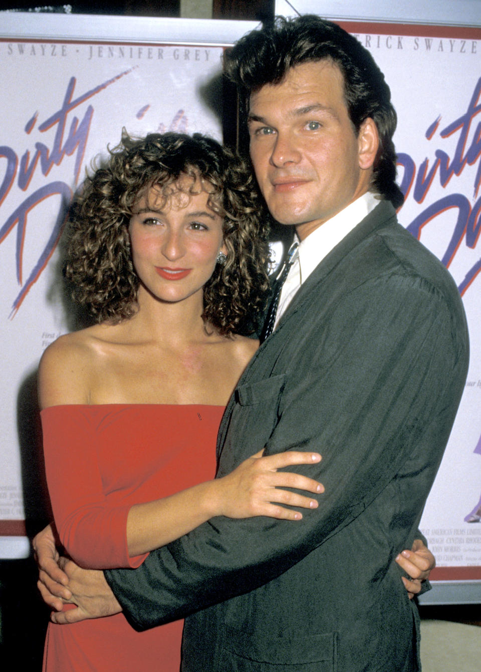 NEW YORK - AUGUST 17:  (FILE PHOTO) Actors Jennifer Grey and Patrick Swayze attend the premiere of 'Dirty Dancing' at the Gemini Theater on August 17, 1987 in New York City.  (Photo by Jim Smeal/WireImage)