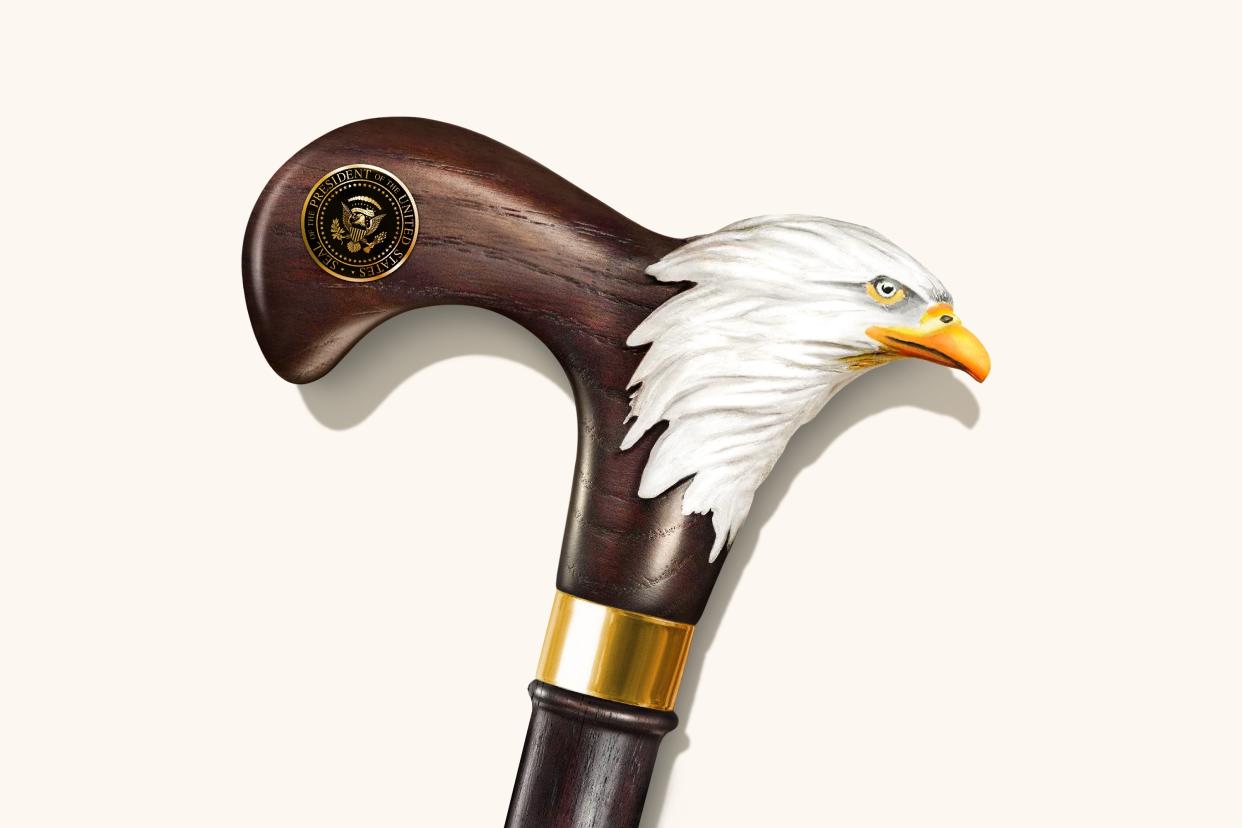 Handle of cane in shape of a bald eagle