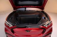 Front trunk of Ford Motor Co's all-new electric Mustang Mach-E vehicle is seen during a photo shoot at a studio in Warren, Michigan