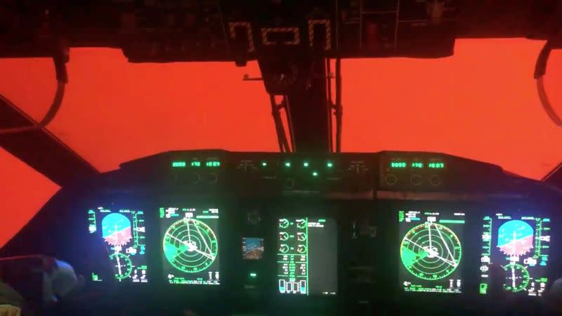 Cockpit view of C-27J Spartan while attempting to land at Mallacoota Airport