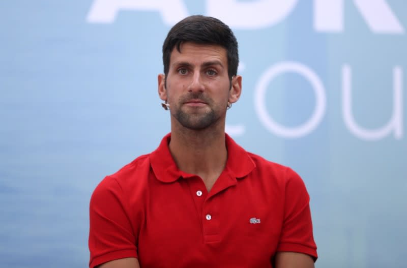 FILE PHOTO: World number one tennis player Novak Djokovic holds a news conference, in Belgrade