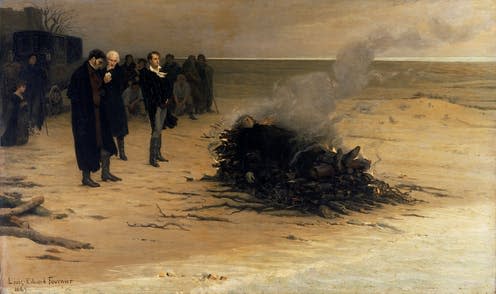 <span class="caption">The Funeral of Shelley </span> <span class="attribution"><a class="link " href="https://commons.wikimedia.org/wiki/File:Louis_Edouard_Fournier_-_The_Funeral_of_Shelley_-_Google_Art_Project.jpg" rel="nofollow noopener" target="_blank" data-ylk="slk:Wikimedia;elm:context_link;itc:0;sec:content-canvas">Wikimedia</a></span>