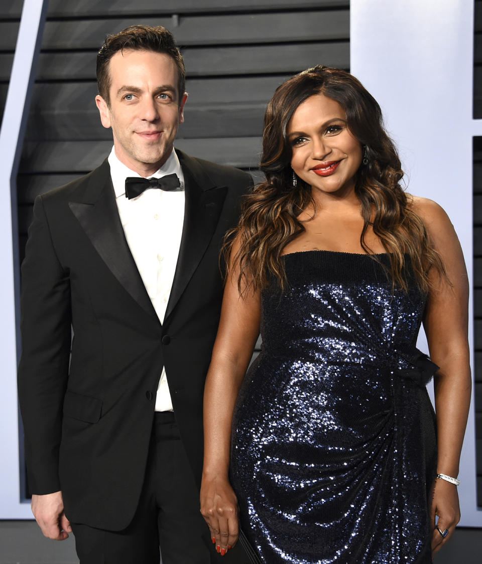 <p>Ryan and Kelly 4-eva. Kaling brought her best friend and <em>Office</em> costar along to the <em>Vanity Fair</em> party. (Photo: Evan Agostini/Invision/AP) </p>