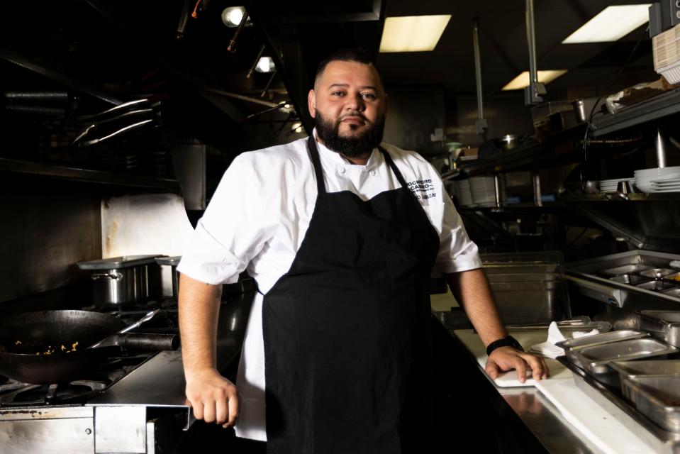 Hard Rock Casino Rockford Chef Juventino "Tino" Salazar poses for a portrait in the kitchen of the Rockford Casino Feb. 28, 2024 in Rockford.