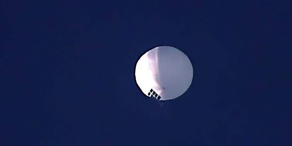 A high altitude balloon floats over Billings, Montana, on Wednesday, Feb. 1, 2023.