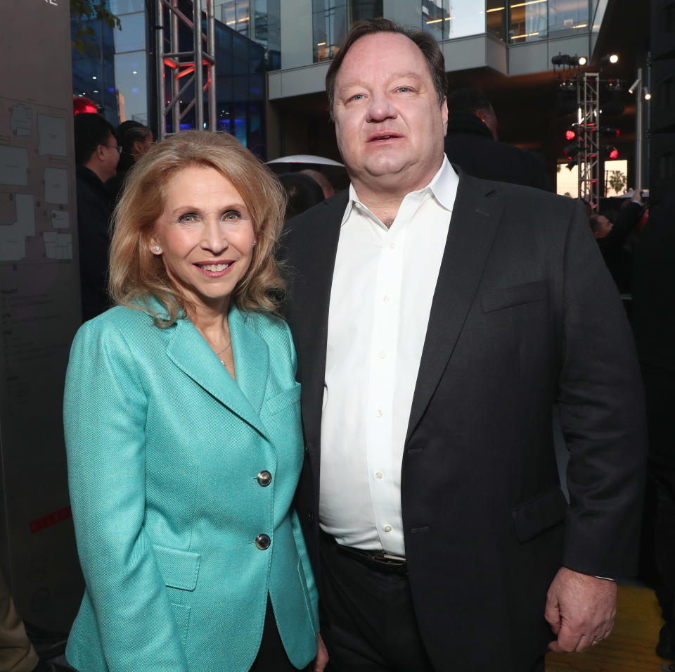 LOS ANGELES, CA - JANUARY 26:  Viacom Vice-Chairwoman Shari Redstone and Viacom CEO Bob Bakish attend the Ribbon Cutting for the new Viacom Building on January 26, 2017 in Los Angeles, California.  (Photo by Todd Williamson/Getty Images)