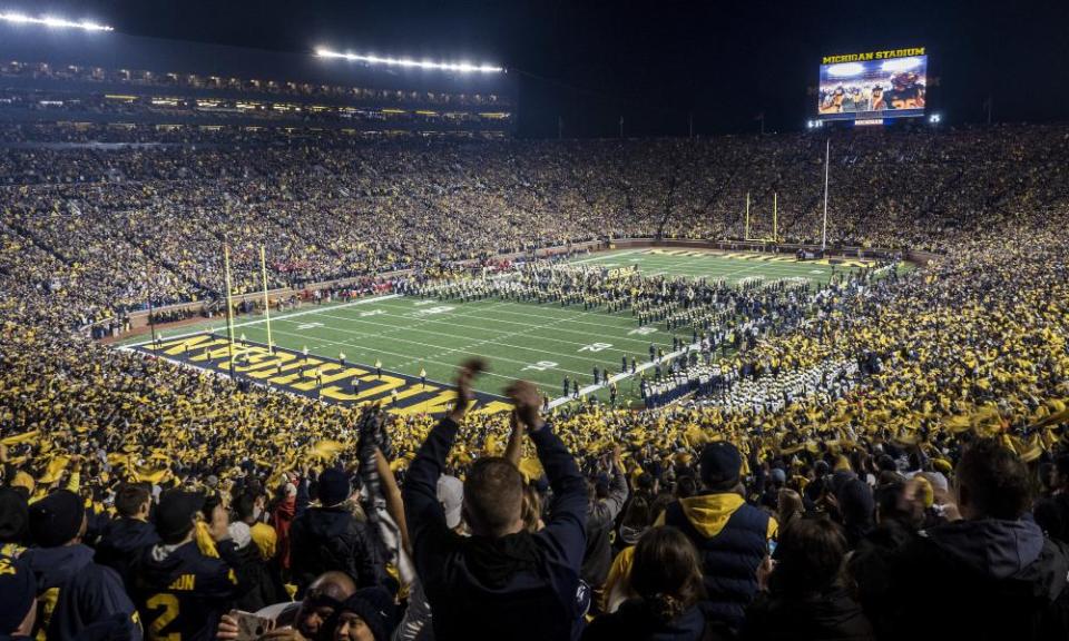 The University of Michigan attracts crowds of 100,000 to its home football games