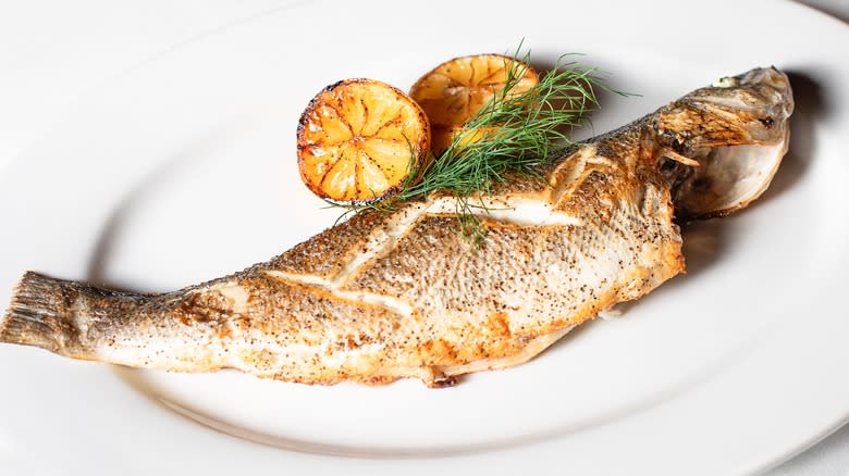 grilled branzino with lemon