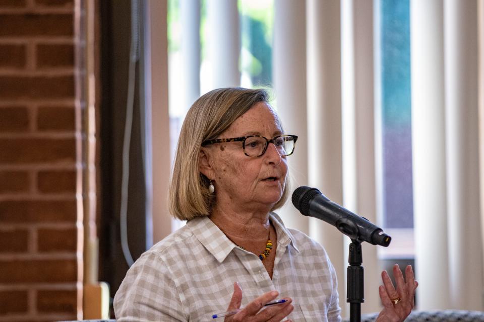 Nonprofit housing developer Carla DeStefano of SWAP questions whether anything will actually change during the hearing on the city's comprehensive plan on June 18.