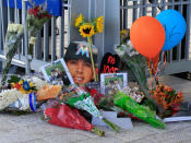 <p>A memorial of flowers and photos are placed outside a gate at Marlins Park in honor of Miami Marlins starting pitcher Jose Fernandez who was killed in a boating accident in Miami Gardens, Fla., on Sept. 25, 2016. (Robert Mayer-USA TODAY Sports/Reuters) </p>