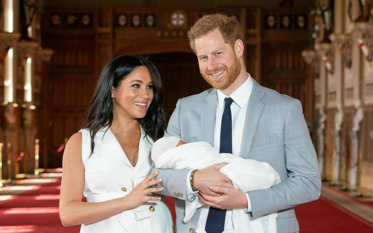 FILE - Britain's Prince Harry and Meghan, Duchess of Sussex, pose with their newborn son Archie Harrison Mountbatten-Windsor in St George's Hall at Windsor Castle, Windsor, south England, on May 8, 2019. It won't be long before Archie is a big brother. His mother is due to give birth to a baby girl sometime this summer. Hopefully, the introduction of the new sibling will go smoothly, but seasoned parents and pediatric experts warn that the transition takes preparation and diligence. (Dominic Lipinski/Pool via AP, File) - Dominic Lipinski/Pool via AP