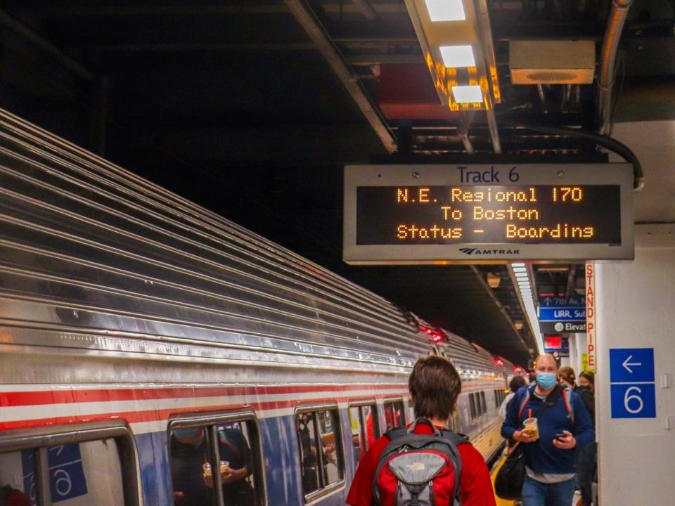 Boarding Amtrak's Northeast Regional train - Amtrak Northeast Regional New York to Boston