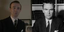 <p>John Heffernan plays John Grigg, formerly Lord Altrincham, the writer who boldly criticized Queen Elizabeth II in the mid-1950s and recommended reforms that the monarch actually carried out, including televising the annual Christmas message for the first time in 1957. Sweet. </p>