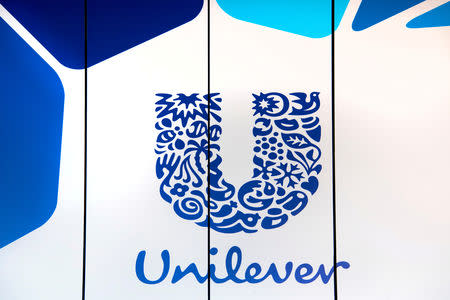 FILE PHOTO: The logo of Unilever is seen at the headquarters in Rotterdam, Netherlands August 21, 2018. REUTERS/Piroschka van de Wouw/File Photo