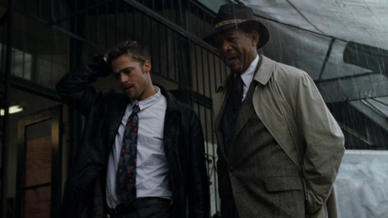  Brad Pitt and Morgan Freeman in Se7en 