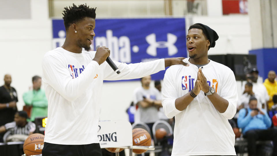 Kyle Lowry is the godfather of Jimmy Butler's daughter. (Photo by Kevin Tanaka/NBAE via Getty Images)