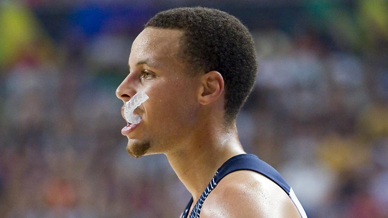 BARCELONA, SPAIN - SEPTEMBER 6: Stephen Curry of USA Team in action at FIBA World Cup basketball match between USA and Mexico, final score 86-63, on September 6, 2014, in Barcelona, Spain.