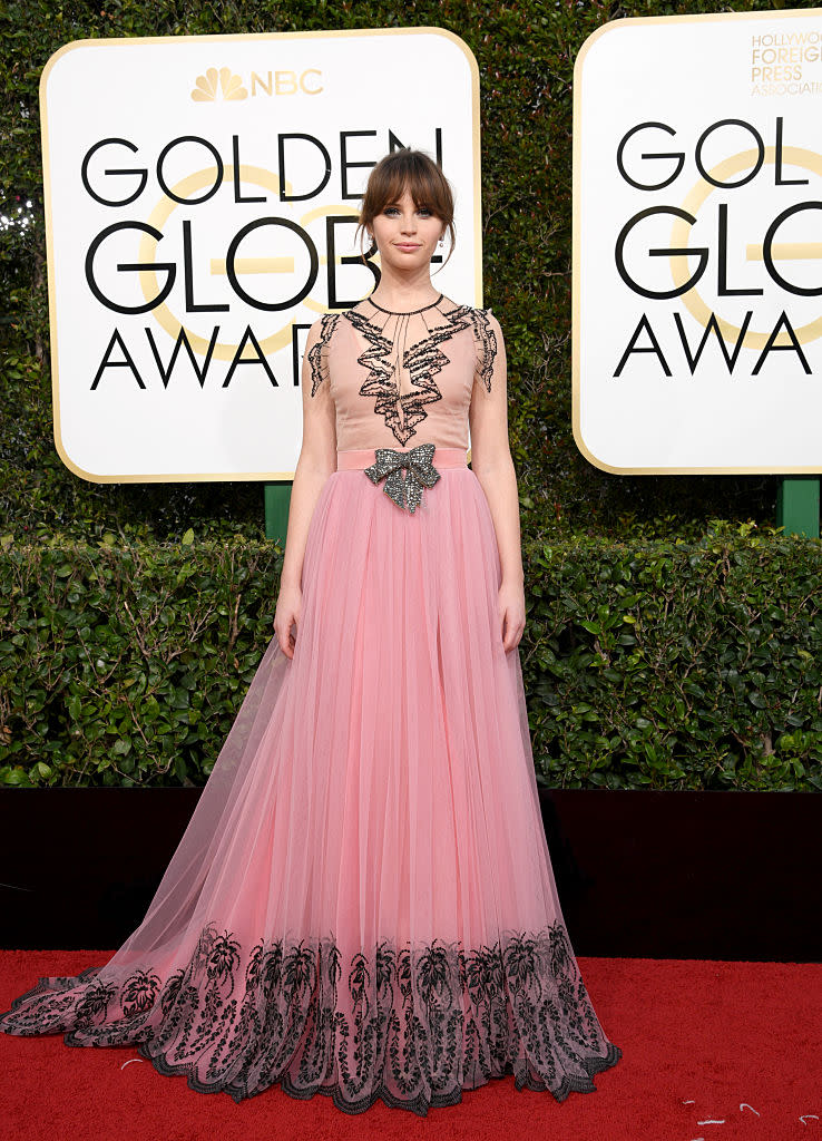 Felicity Jones in Gucci. (Photo: Getty Images)