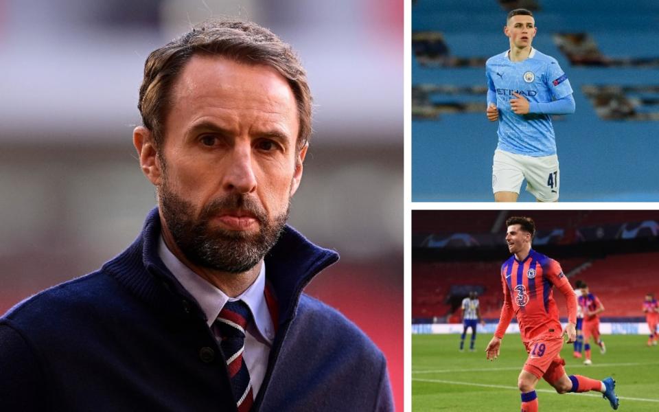 Gareth Southgate, Phil Foden and Mason Mount.