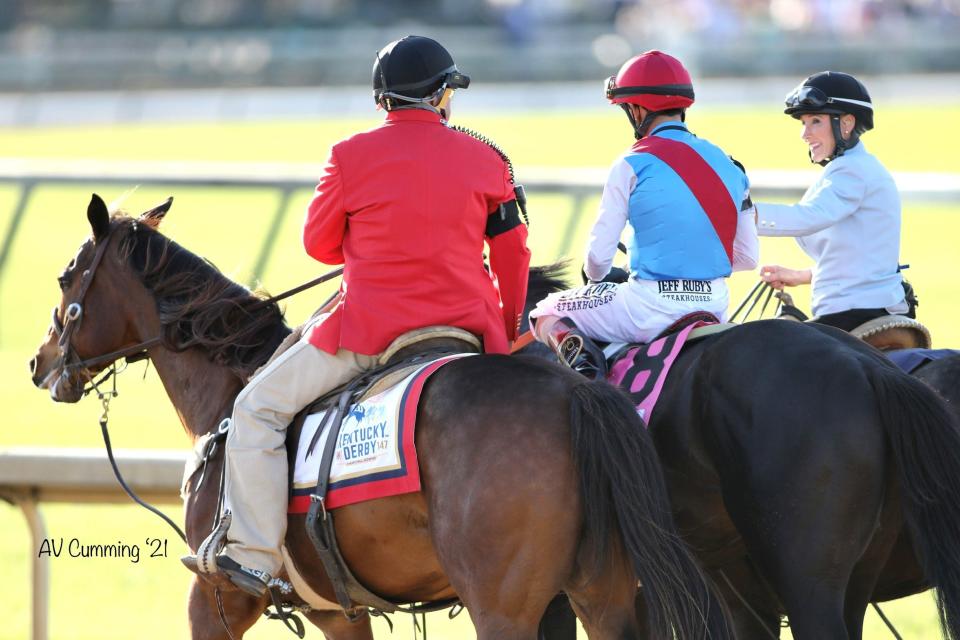 Donna Barton Brothers interviews jockey John Velazquez after Kentucky Derby 147