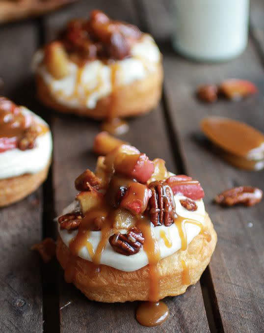 <strong>Get the <a href="http://www.halfbakedharvest.com/apple-pecan-pie-cronuts-apple-cider-caramel-drizzle/" target="_blank">Apple Pecan Pie Cronuts recipe</a> from Half Baked Harvest</strong>