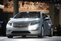 FILE - This Dec. 2, 2009 file picture shows the 2011 Chevrolet Volt during its debut at the Los Angeles Auto Show in Los Angeles. General Motors has stopped making the Chevrolet Volt, a ground-breaking electric car with a gasoline backup motor. The last Volt rolled off the assembly line at a Detroit factory with little ceremony on Tuesday, Feb. 26, 2019. (AP Photo/Jae C. Hong, File)
